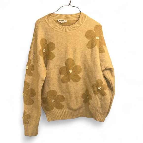 Nanette Lepore Sweaters - Nanette Lepore Retro Pearl Sweater Womens L Floral Pullover
Beading